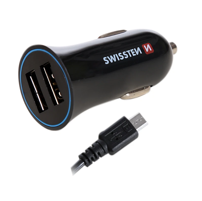 Încărcător auto swissten 2,4a power with 2x usb + cable micro usb 2