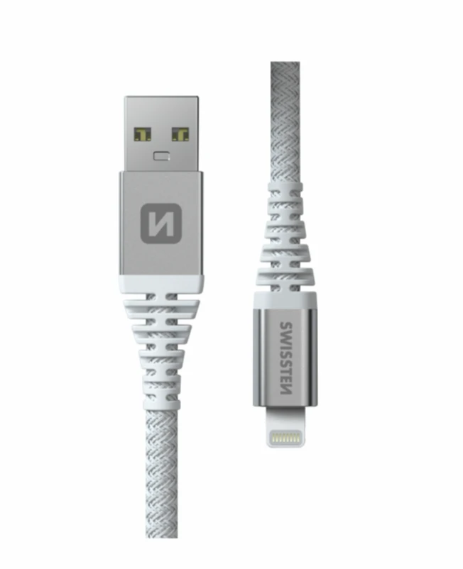 Data cablu swissten kevlar usb / lightning c 1.5m white 3