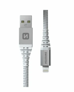 Data cablu swissten kevlar usb / lightning c 1.5m white