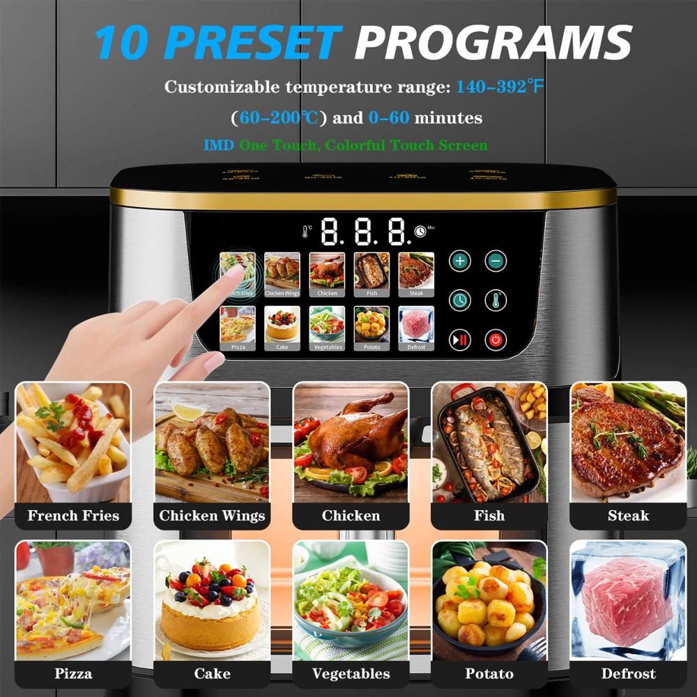 Teska air fryer tk-21s-3, transparent window, 10l, 1400w, steel 4