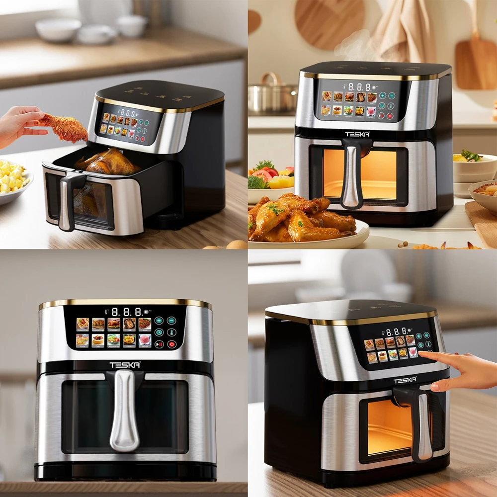 Teska air fryer tk-21s-3, transparent window, 10l, 1400w, steel 3