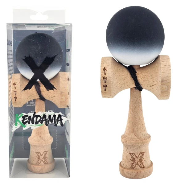 "kendama flippy x original", rulment metalic, ața 55 cm, cupe mari, 7 x 6 x 18 cm, gradient alb-negru 2