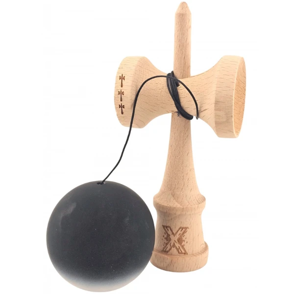 "kendama flippy x original", rulment metalic, ața 55 cm, cupe mari, 7 x 6 x 18 cm, gradient alb-negru 4