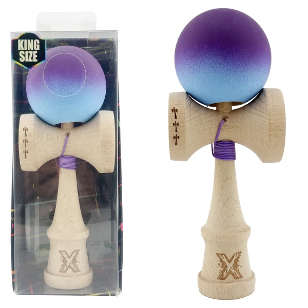 "kendama flippy x original", rulment metalic, ața 55 cm, cupe mari, 7 x 6 x 18 cm, gradient violet-albastru 2