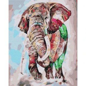 Pictură pe numere (fără cutie)  - elefant în culori de curcubeu Thumbnail 3