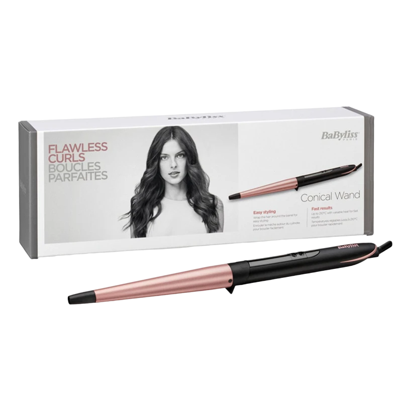 Ondulator de păr babyliss conical wand c454e, negru | roz 9