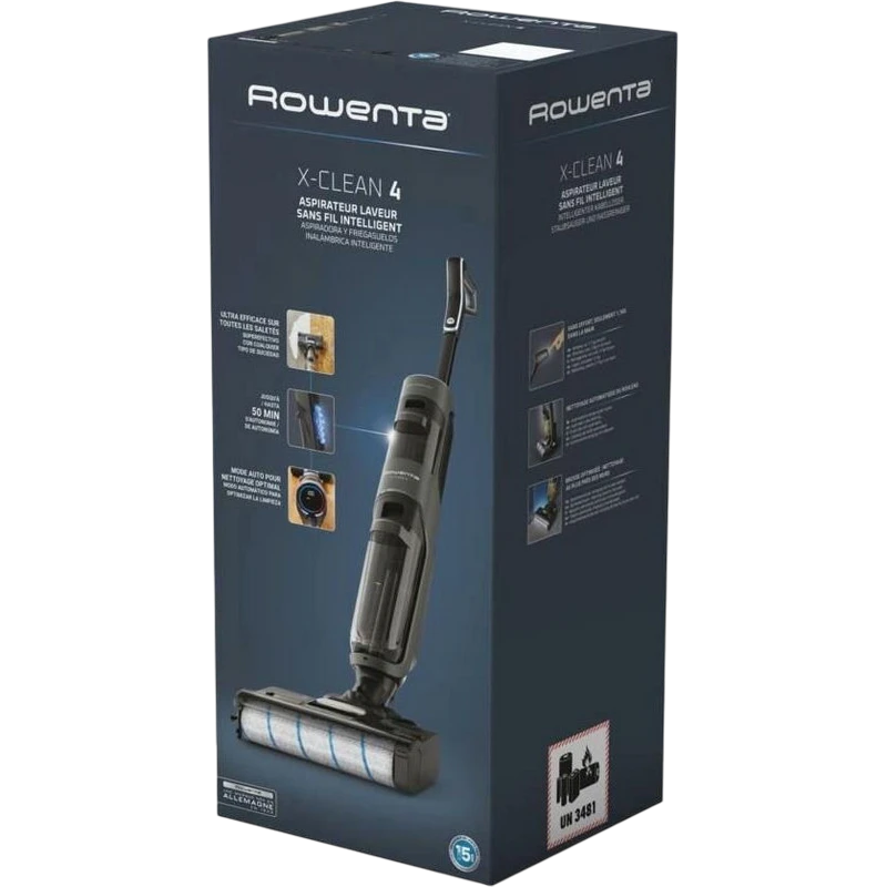 Вертикальный пылесос rowenta x-clean 4 gz5035wo, чёрный | серебристый 3