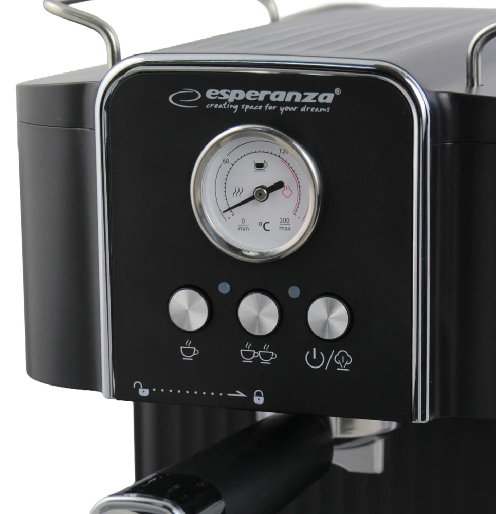 Coffee maker esperanza excelsa ekc010, 1,8l, 850w, 20 bar, espresso machine, built-in milk frother for cappuccino and latte, cup-warming system, tempe 4