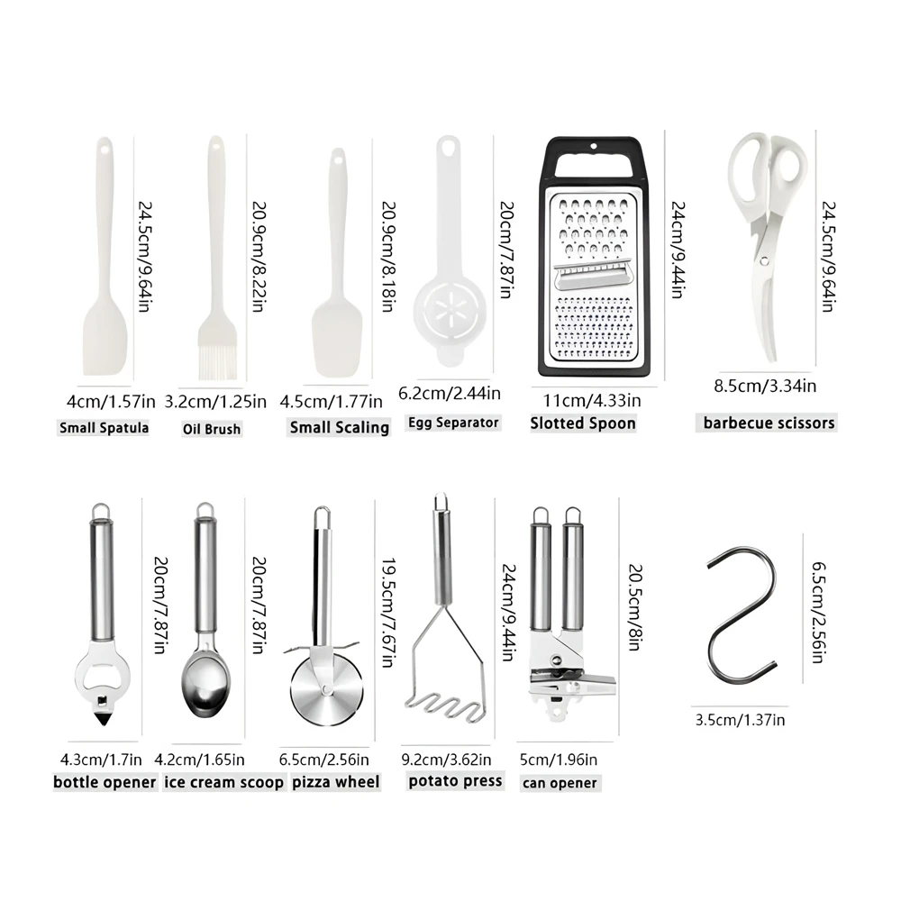 Kitchen utensils 44 pcs set, white 3