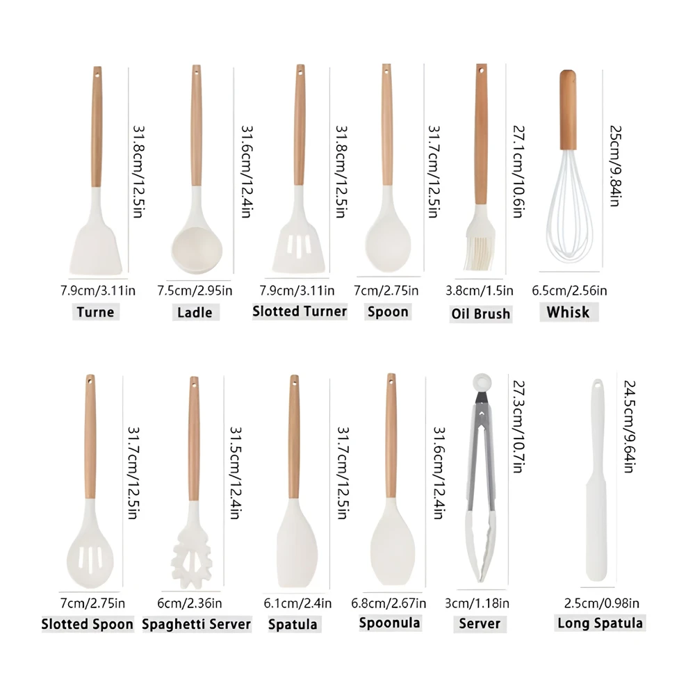 Kitchen utensils 44 pcs set, white 2