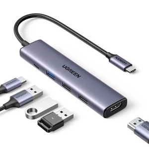 Ugreen hub 5 в 1 usb-c на 4k@30hz hdmi + 2*usb-a 2.0 + 1*usb-a 3.0 pd 100w, серый Thumbnail 2