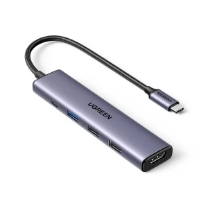 Ugreen hub 5 в 1 usb-c на 4k@30hz hdmi + 2*usb-a 2.0 + 1*usb-a 3.0 pd 100w, серый Thumbnail 1