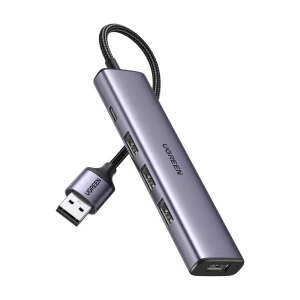Ugreen hub 4в1 usb 3.0 на 4*usb-a 3.0 cm473, серебристый