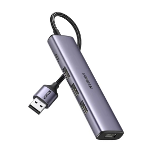 Ugreen hub 4в1 usb 3.0 на 4*usb-a 3.0 cm473, серебристый