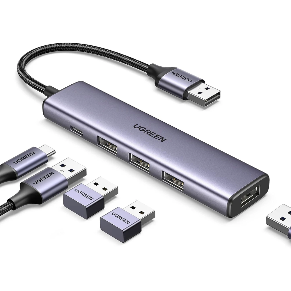 Ugreen hub 4в1 usb 3.0 на 4*usb-a 3.0 cm473, серебристый 2
