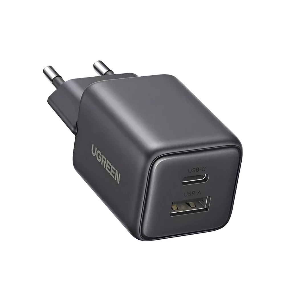 Зарядное устройство ugreen wall charger gan 1*usb-a, 1*type-c, 20w qc3.0, x514, черное 2