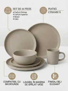 Столовый сервиз 16 ед. керамика, м-29 бежевый (s211-16)