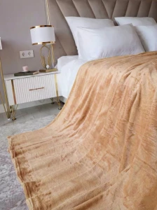 Плед пушистый 200x230см, розовый, бежевый
