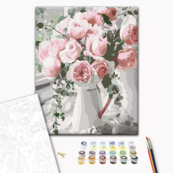 Pictură pe numere 30*40 сm (fără cutie) – buchet de trandafiri delicați 2