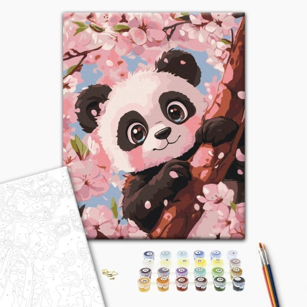 Pictură pe numere 30*40 сm (fără cutie) – panda drăguț 2