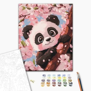 Pictură pe numere 30*40 сm (fără cutie) – panda drăguț Thumbnail 2