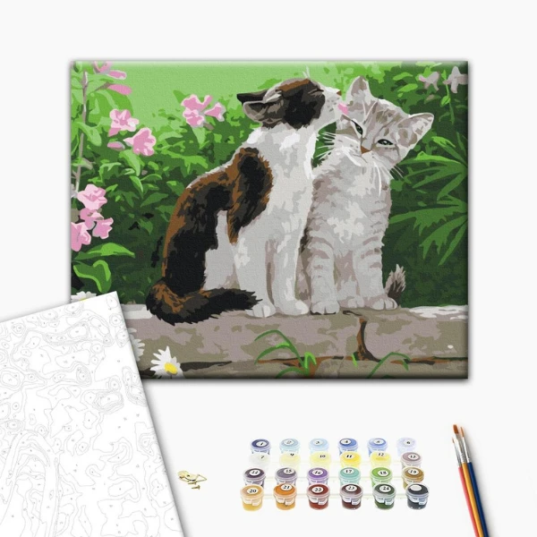 Pictură pe numere 30*40 сm (fără cutie) – cuplu de pisoi 2