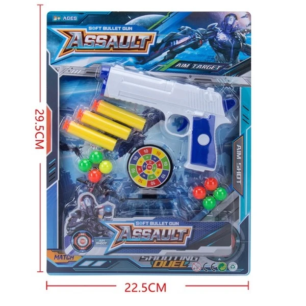 Set de joc cu pistol, gloanțe și țintă (2 culori) 2