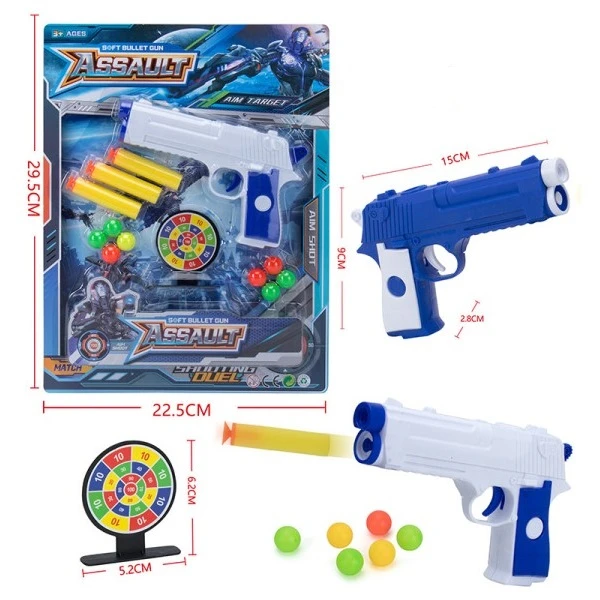 Set de joc cu pistol, gloanțe și țintă (2 culori) 3