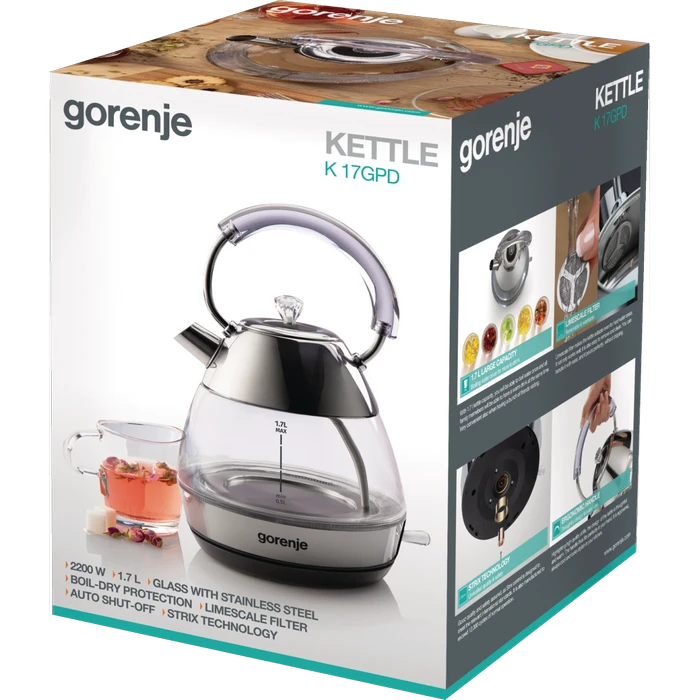 Электрочайник gorenje k17gpd, нержавеющая сталь 2