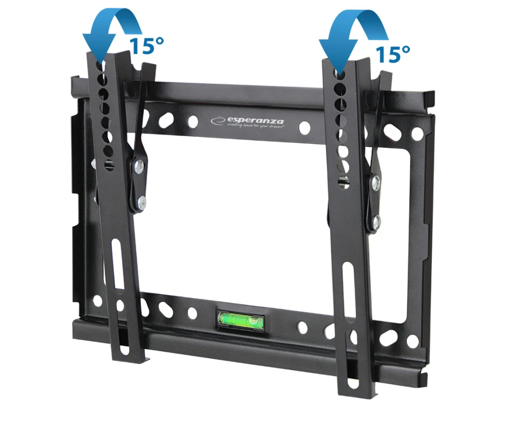 Esperanza tv-wall mount castor erw010 for 14-50", max load 25kg, vesa 75x75-200x200mm, distance of tv from wall: 24mm, tilt adjustment up to 15°, leve 2
