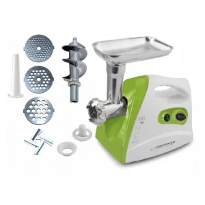 Meat grinder esperanza meatball ekm012g, white/green, 600w stainless steel knife for long time use, metal spiral drive, 3 discs with different diamete Thumbnail 2