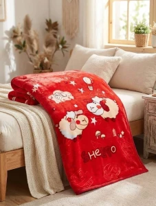 Pătură pufoasă moale pentru copii roșie (ge3156) Thumbnail 2
