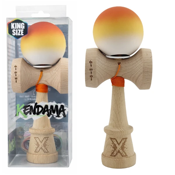 «kendama super sticky x original», rulment metalic, ața 62/65 cm, king size 7.5 x 6 x 18 cm, gradient galben-portocaliu 6
