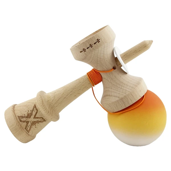 «kendama super sticky x original», rulment metalic, ața 62/65 cm, king size 7.5 x 6 x 18 cm, gradient galben-portocaliu 7