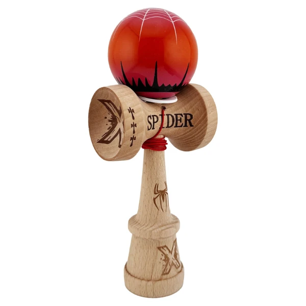 «kendama super sticky x original», rulment metalic, ața 62/65 cm, king size 7.5 x 6 x 18 cm, "păianjen" roșie 4
