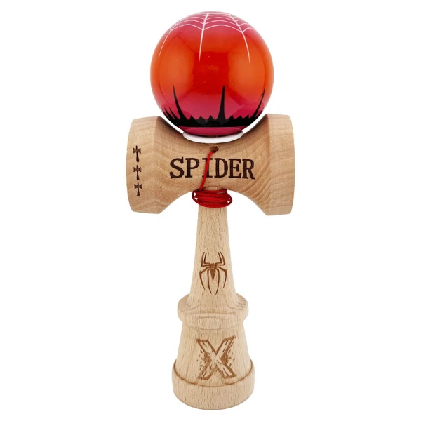 «kendama super sticky x original», rulment metalic, ața 62/65 cm, king size 7.5 x 6 x 18 cm, "păianjen" roșie 2