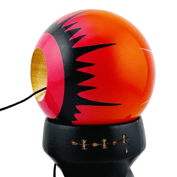 «kendama super sticky x original», rulment metalic, ața 62/65 cm, king size 7.5 x 6 x 18 cm, "păianjen" negru-roșu 7