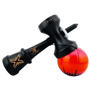 «kendama super sticky x original», rulment metalic, ața 62/65 cm, king size 7.5 x 6 x 18 cm, "păianjen" negru-roșu Thumbnail 6