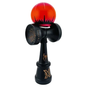 «kendama super sticky x original», rulment metalic, ața 62/65 cm, king size 7.5 x 6 x 18 cm, "păianjen" negru-roșu Thumbnail 4