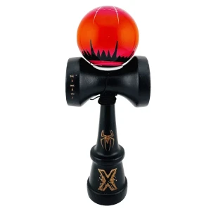 «kendama super sticky x original», rulment metalic, ața 62/65 cm, king size 7.5 x 6 x 18 cm, "păianjen" negru-roșu Thumbnail 2