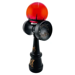 «kendama super sticky x original», rulment metalic, ața 62/65 cm, king size 7.5 x 6 x 18 cm, "păianjen" negru-roșu Thumbnail 5