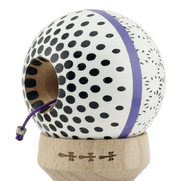 «kendama super sticky x original», rulment metalic, ața 62/65 cm, king size 7.5 x 6 x 18 cm, „picături de ploaie”, albă 8