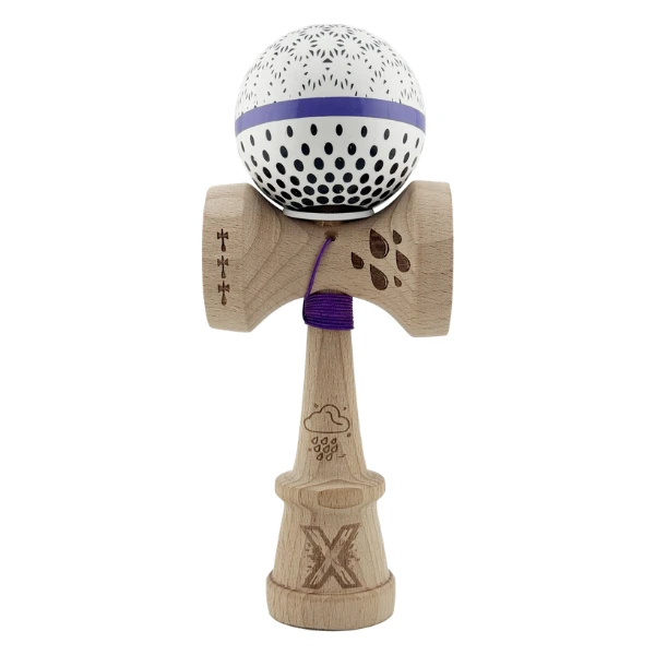 «kendama super sticky x original», rulment metalic, ața 62/65 cm, king size 7.5 x 6 x 18 cm, „picături de ploaie”, albă 2