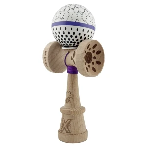 «kendama super sticky x original», rulment metalic, ața 62/65 cm, king size 7.5 x 6 x 18 cm, „picături de ploaie”, albă Thumbnail 5