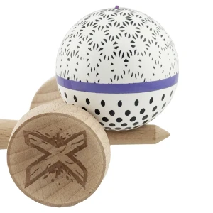 «kendama super sticky x original», rulment metalic, ața 62/65 cm, king size 7.5 x 6 x 18 cm, „picături de ploaie”, albă Thumbnail 10