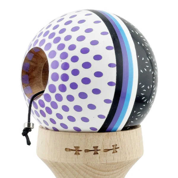 «kendama super sticky x original», rulment metalic, ața 62/65 cm, king size 7.5 x 6 x 18 cm, „picături de ploaie” 10