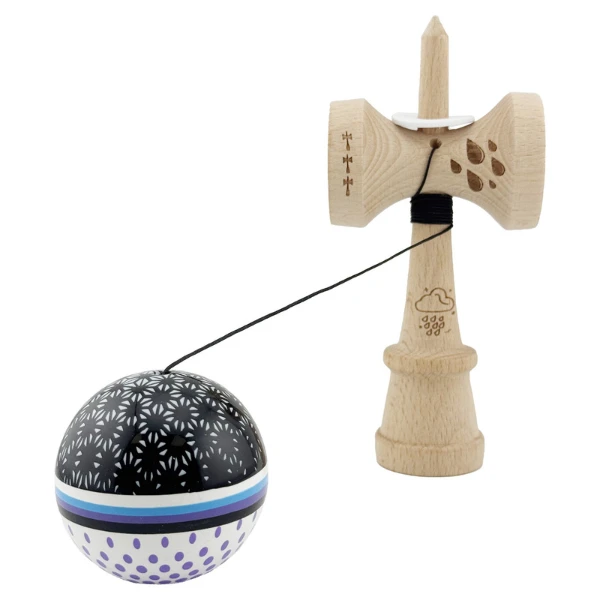 «kendama super sticky x original», rulment metalic, ața 62/65 cm, king size 7.5 x 6 x 18 cm, „picături de ploaie” 6