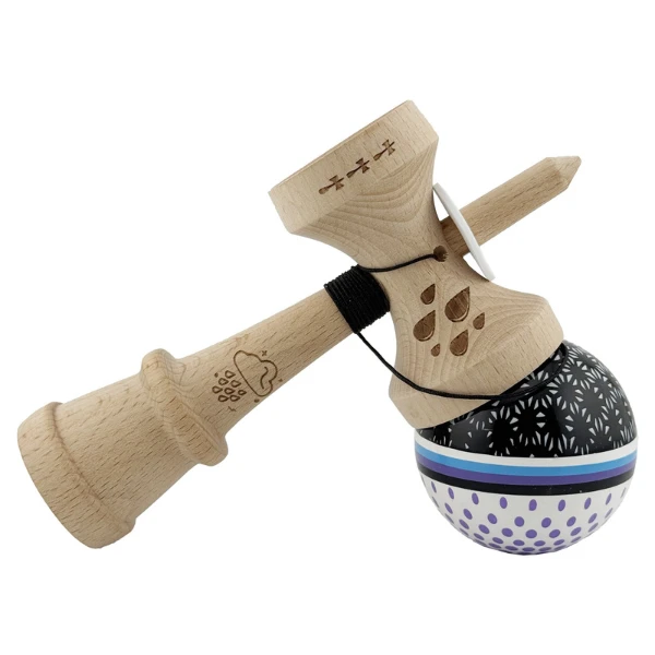 «kendama super sticky x original», rulment metalic, ața 62/65 cm, king size 7.5 x 6 x 18 cm, „picături de ploaie” 11