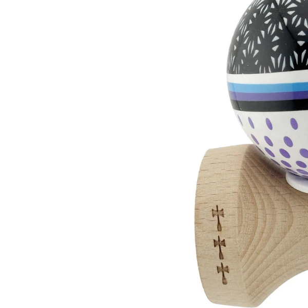 «kendama super sticky x original», rulment metalic, ața 62/65 cm, king size 7.5 x 6 x 18 cm, „picături de ploaie” 9