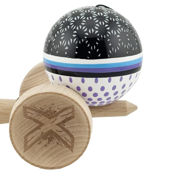 «kendama super sticky x original», rulment metalic, ața 62/65 cm, king size 7.5 x 6 x 18 cm, „picături de ploaie” 8